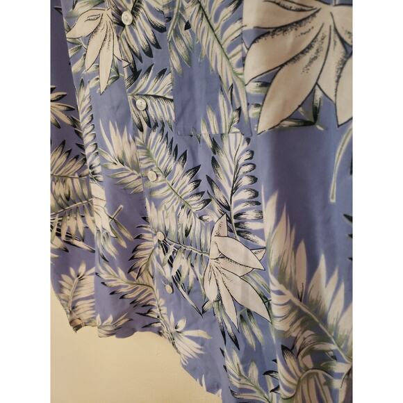 Vintage Fizz Mens Large Short Sleeve Button Down Hawaiian Floral Print Blue - Picture 7 of 9